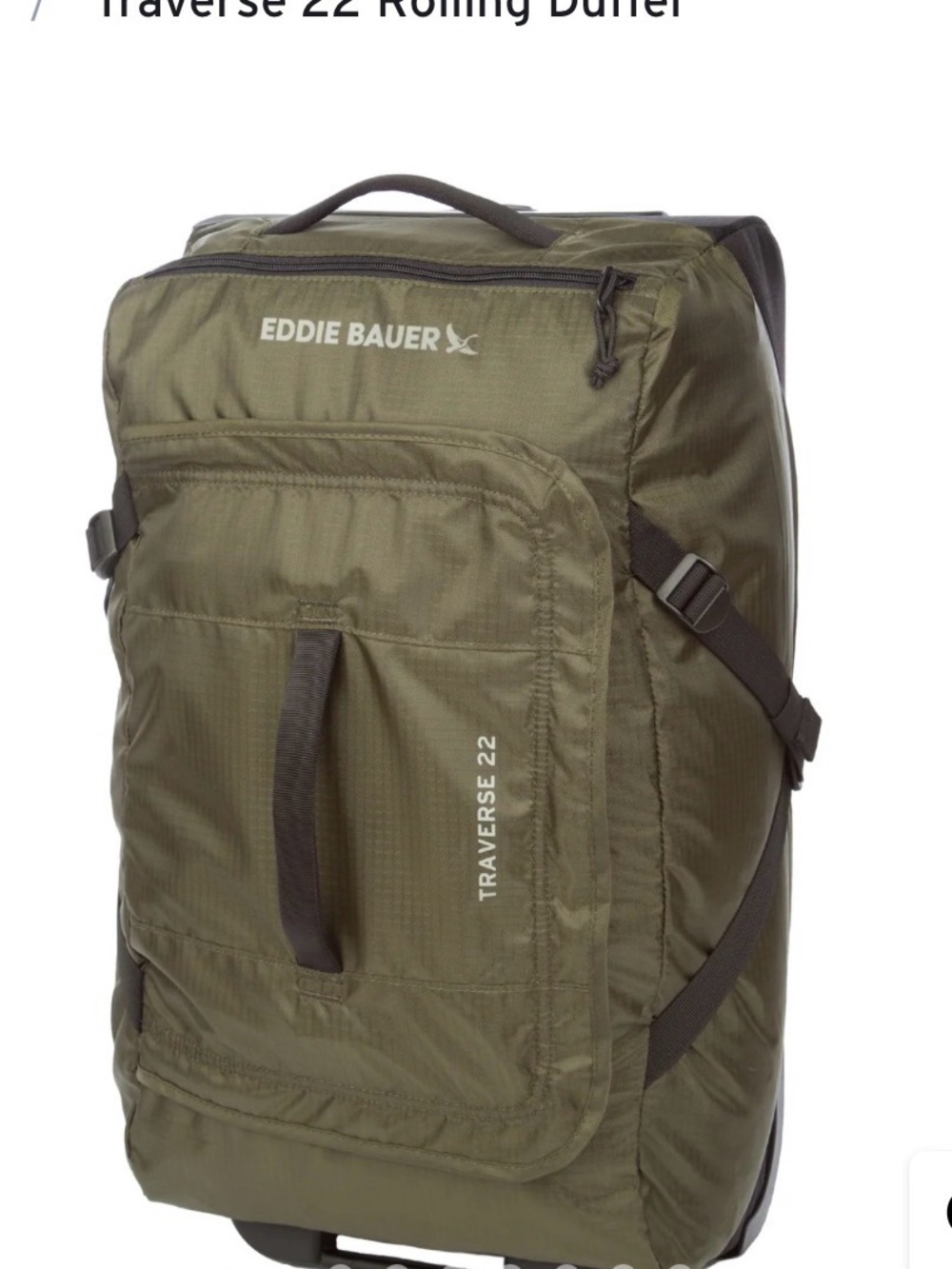 Eddie Bauer Traverse 22 Olive Green Travel Rolling Duffel
